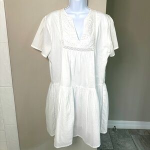 Madison Mathews Dropwaist Eyelet Detail Dress